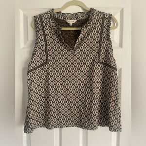 Lucky Brand Black and White Sleeveless Patterned Camisole